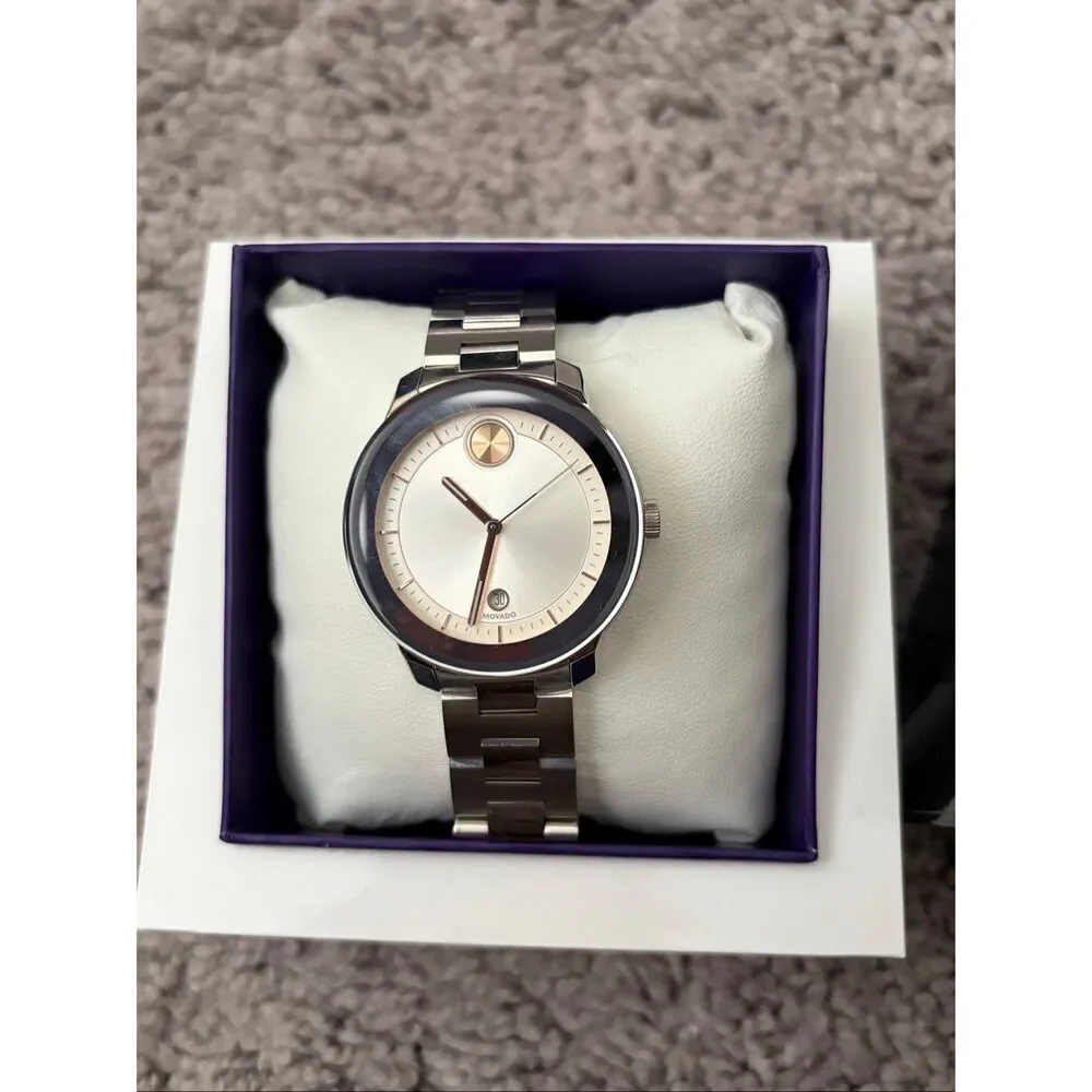 NEW IN BOX Movado BOLD Women’s Bold Verso Swiss Silver Watch